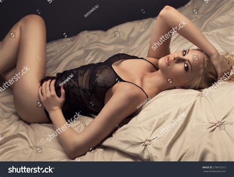 Sensual Blonde Woman Posing Dark Sexy Stock Photo Shutterstock