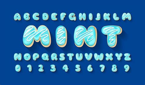 Premium Vector Vector Alphabet Of Blue Mint Donuts Bakery Sweet Tasty