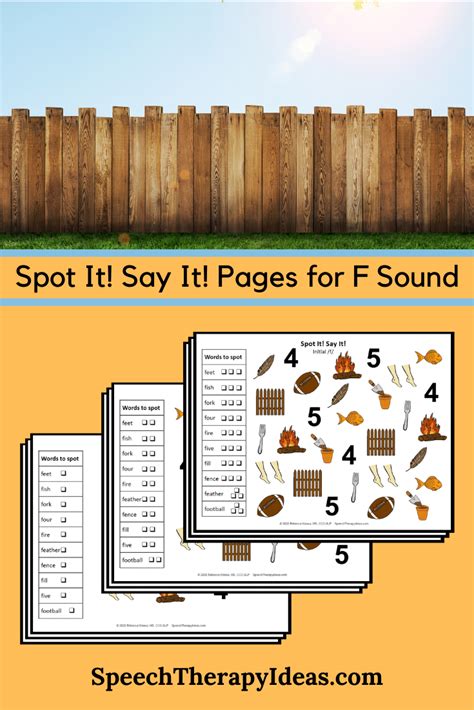 Spot It Say It Pages For F Sound Speech Therapy Worksheets