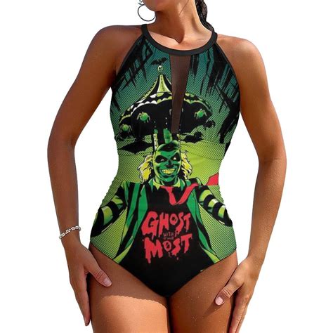 Beetlejuice One-Piece Swimwear Sexy Mesh Monokini Swimsuit with