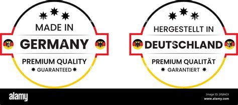 Made In Germany Round Labels In English And In German Languages