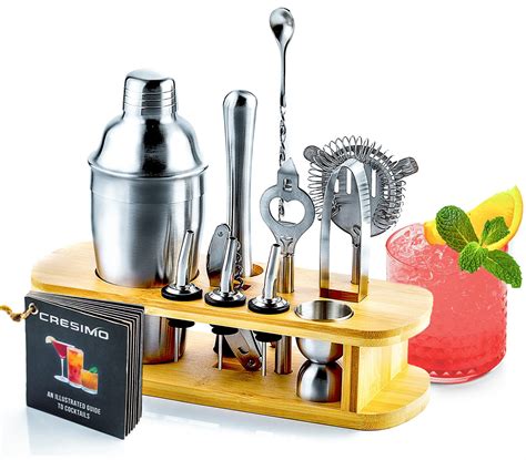 Mixology Bartender Kit: 12-Piece Bar Tool Set with Modern Bamboo Stand