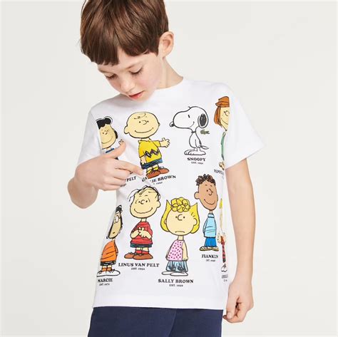 T shirt Garçon Lacoste x Peanuts en coton biologique imprimé Blanc