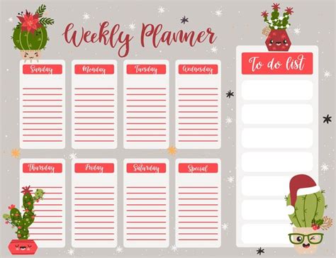 Premium Vector Christmas Weekly Planner Page Template To Do List