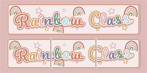 Muted Rainbow Themed Rainbow Class Display Banner Twinkl