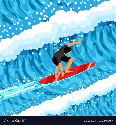 Surfing Isometric Royalty Free Vector Image Vectorstock