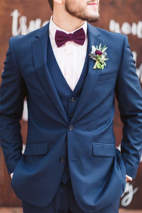 Navy Blue Bow Tie Suit