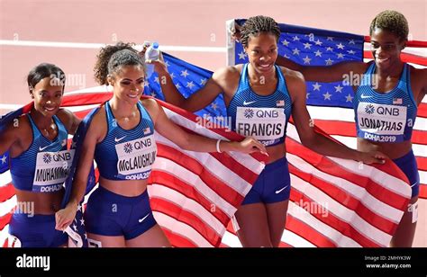 Gold Medalists Dalilah Muhammad Sydney Mclaughlin Phyllis Francis And