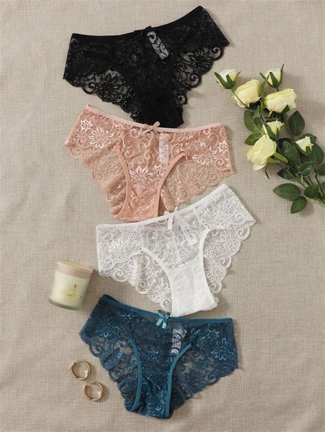 4pack Floral Lace Panty Set Lingerie SHEIN USA