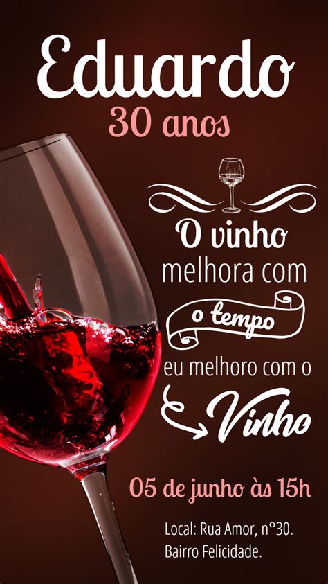 Convite Anivers Rio Vinho Foto Edite Gr Tis Nosso Editor Online