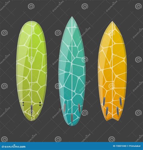 Surfboards Set Of Different Retro Colors Vector Sport Illustration