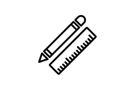 Stationery Icons Ruler And Pen