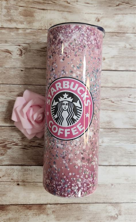 Pink Glitter Starbucks Themed Glam Stainless Steel Tumbler for Coffee ...