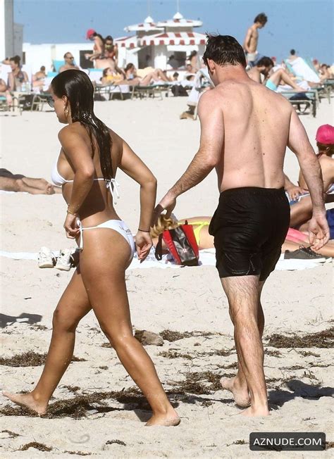 Brooks Nader Wearing A White Bikini In Miami Beach AZNude