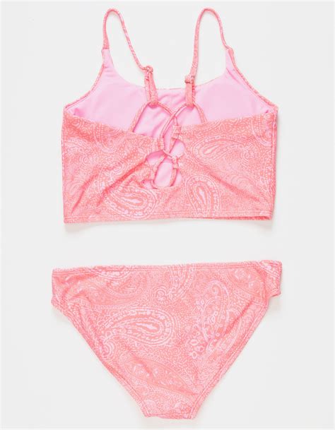 Raisins Karma Surfing Long Bralette Girls Bikini Set Pink Tillys