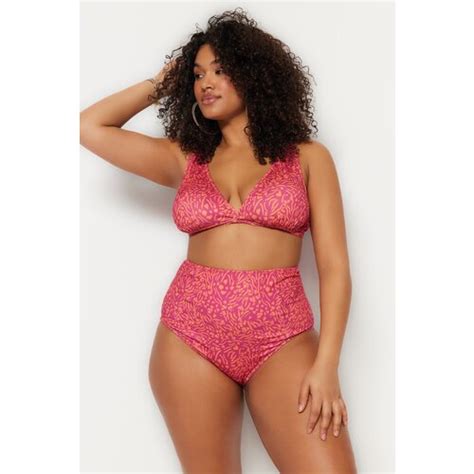 Trendyol Curve Plus Size Bikini Bottom Pink Floral EPonuda