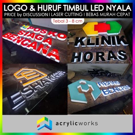 Jual Huruf Timbul Acrylic Led Nyala Bebas Murah Cepat Nyala Standar