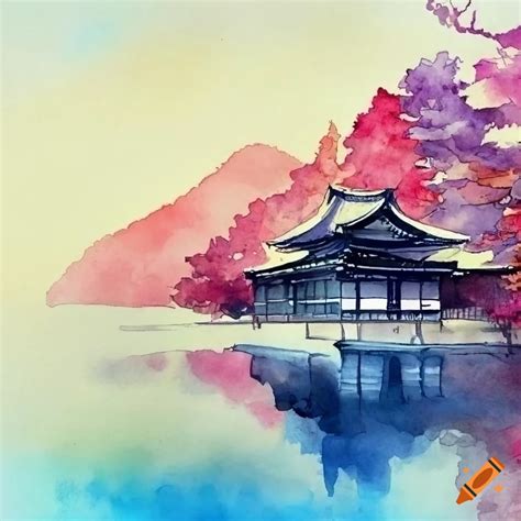 Watercolor Illustration Of Japan Scenery On Craiyon