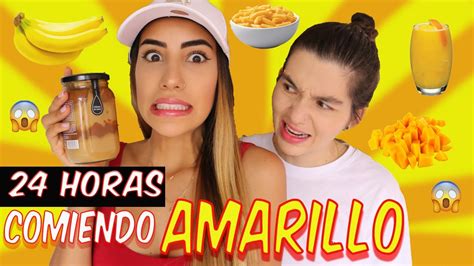 24 Horas Comiendo Amarillo 🌽🧀 Reto Manu Y Cami Youtube