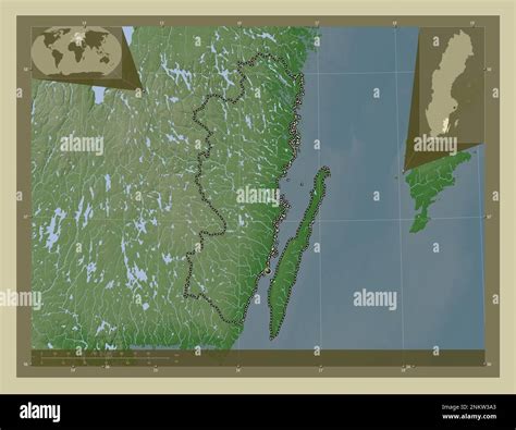 Kalmar County Of Sweden Elevation Map Colored In Wiki Style With