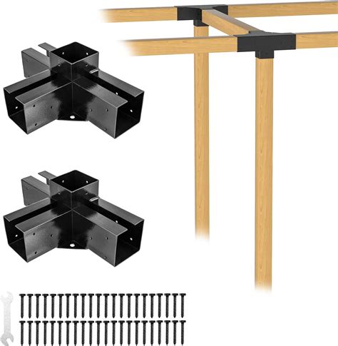 Fmhotu 4x4 Pergola Brackets Kit Glossy Black Steel 4 Way