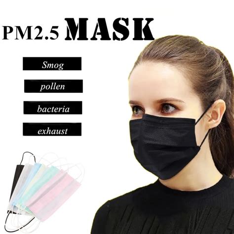 50pcs Pack Disposable Face Mask Non Woven Medical Dental Earloop Activated Carbon Anti Dust Face