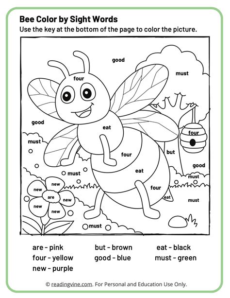 Free Printable Color By Sight Word Prntbl Concejomunicipaldechinu Gov Co