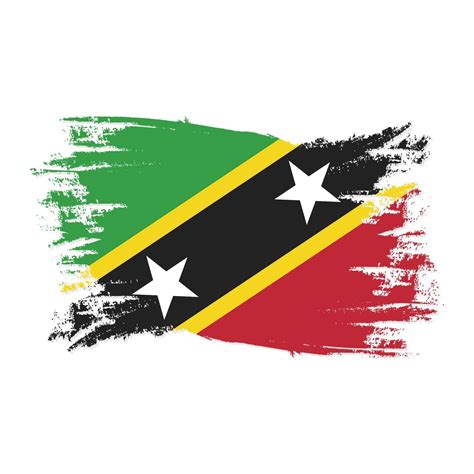 Saint Kitts And Nevis Flag With Watercolor Brush Style Design 3074549