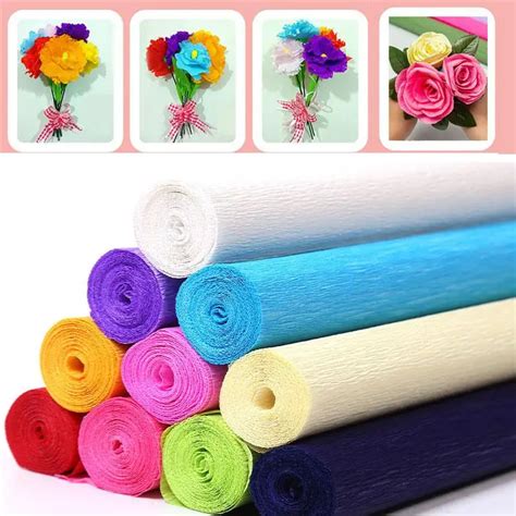 17 Colors 250x50cm Colored Crepe Paper Roll Origami Crinkled Crepe