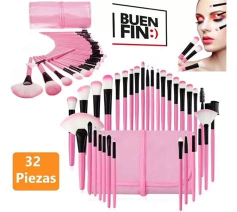 32 Brochas Pincel De Maquillaje Kit Brocha Profesional Bolsa Meses