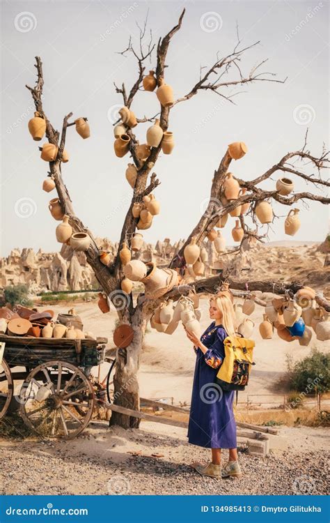 Young Woman Explore Cappadocia Culture in Goreme Stock Image - Image of ...