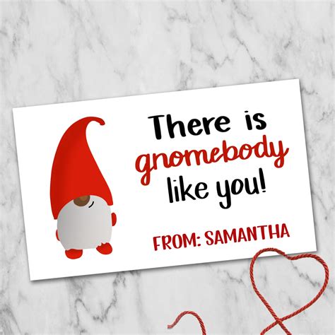 Printable Gnome Valentines Day Card Personalized Gnome Cards