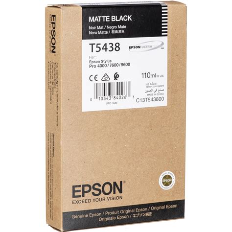 Epson Ultrachrome Matte Black Ink Cartridge Ml T B H