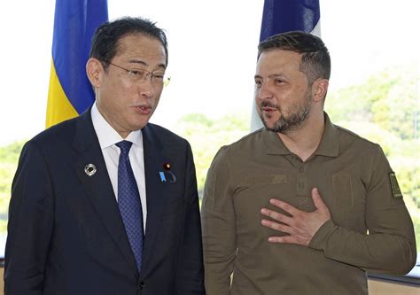 G Summit Zelensky And Fumio Kishida Lay Wreaths At Peace Memorial