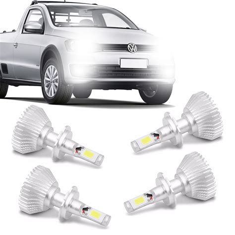 Kit Lâmpada Super Led Farol Foco Simples Milha Saveiro G6 2013 Até