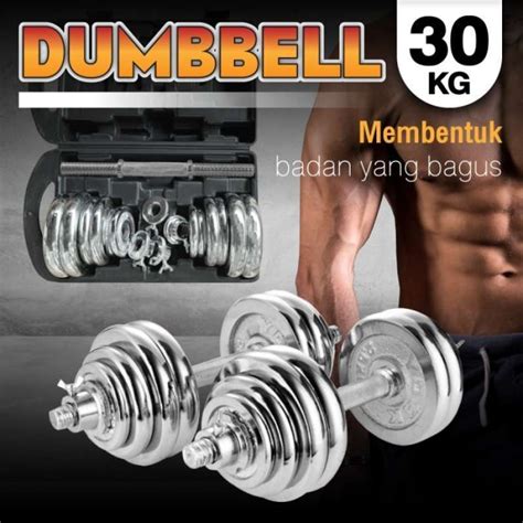 Jual Dumbbell Barbel Set Alat Angkat Beban Kg Besi Chrome Model