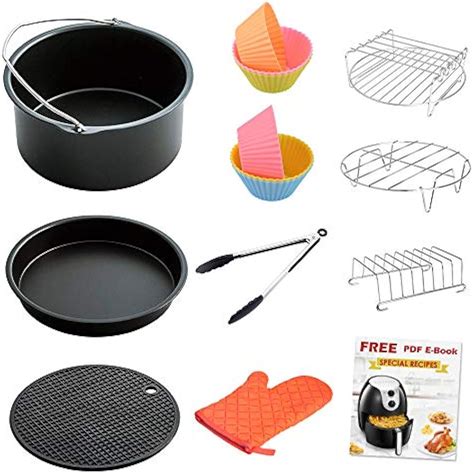 Air Deep Fryer Parts & Accessories 11 PCS Fit 4.2 Qt To 5.8 Qt, Inch ...