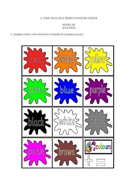 Docx Colours Renkler Etkinlik Ka D Web View Sinif Ng L Zce