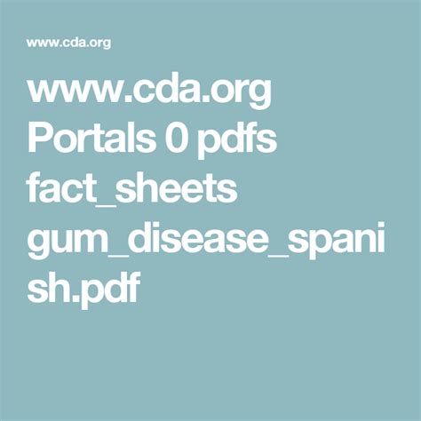 Portals 0 Pdfs Factsheets Gumdiseasespanishpdf Disease Gum Spanish Facts