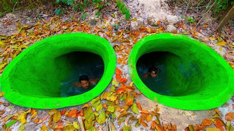 Days Building The Most Amazing Underground Water Slide Temple Pool