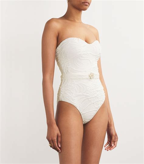 Womens Patbo White Strapless Embellished Swimsuit Harrods Uk