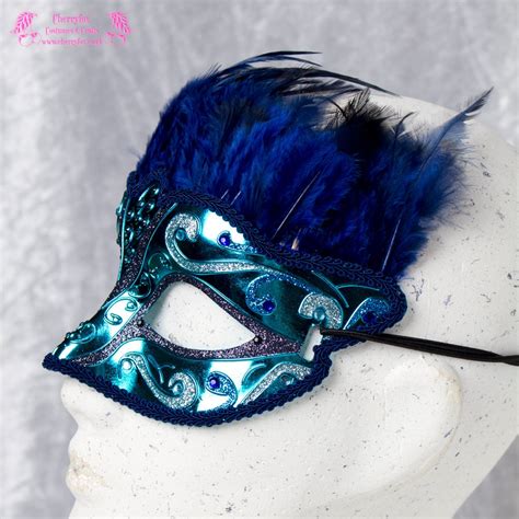 Feather Masquerade Mask Bird Of Paradise Blue