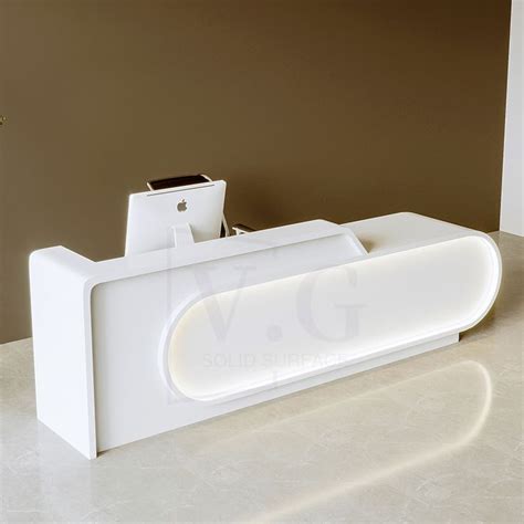 LED Lighted Reception Desk White Color | Reception desk, Reception ...