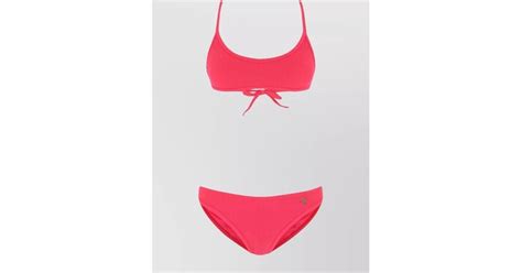 The Attico Nylon Bikini With Scoop Neckline And Ribbed Texture In Pink Lyst