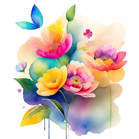 Premium Photo Abstract Colorful Watercolor Spring Flowers Painting