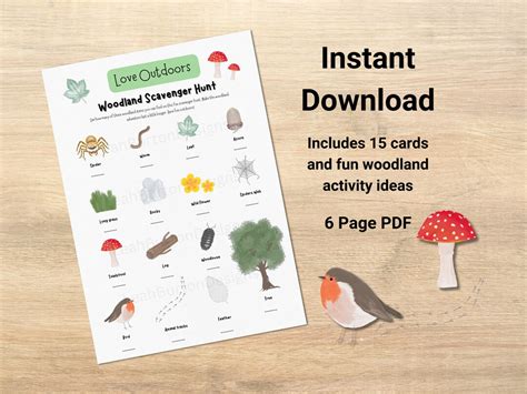Woodland Scavenger Hunt Printable, Activity Sheets, Party Game, Fun ...