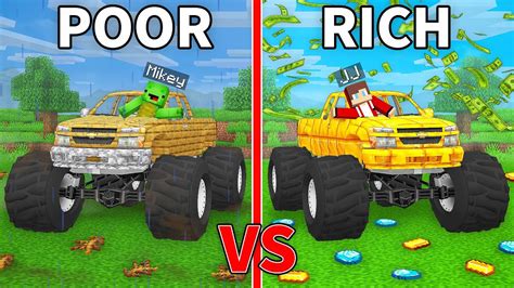 JJ S RICH Monster Truck Vs Mikey S POOR Monster Truck Survive Battle In