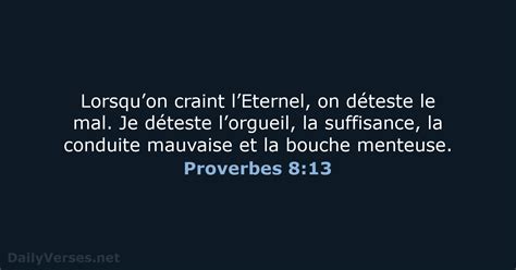 17 Avril 2024 Verset Biblique Du Jour BDS Proverbes 8 13