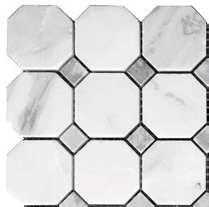 Sample Carrara Venato Octagon Bardiglio Gray Dot Honed Mosaic