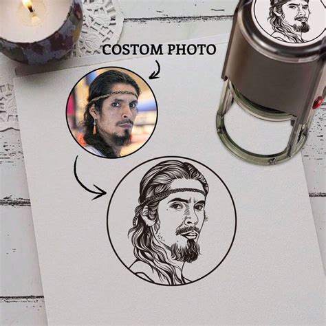Custom Portrait Stamp From Photo Face Stamp Hand Drawn Portrait Stamp